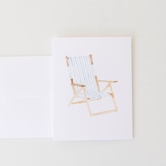 Beach Chair Note Card by Danielle Driscoll | Finding Silver Pennies #beachchair #watercolor #notecard #summer