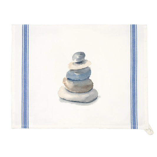 Beach Rocks Tea Towel | Finding Silver Pennies #beachrocks #watercolor #watercolorbeachrocks #beachrocksteatowel