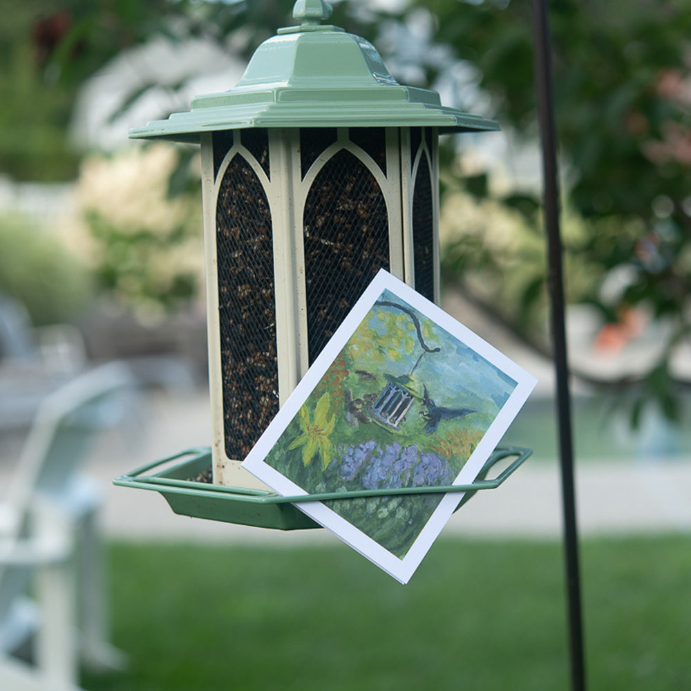 Birds on a Feeder Note Card by John Driscoll | Ink Harbour Illustrations