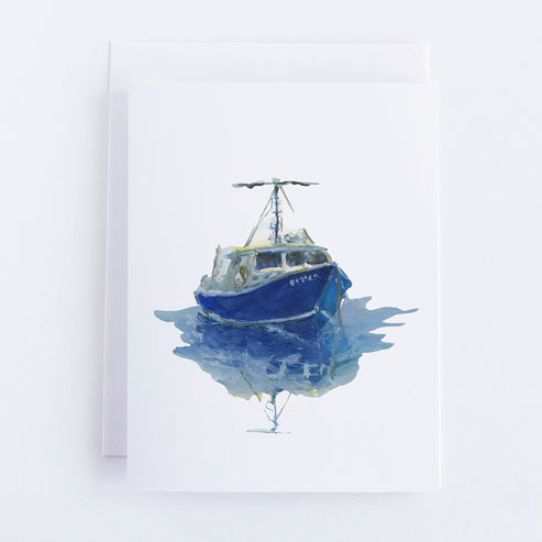 Blue Boat Note Card – Finding Silver Pennies