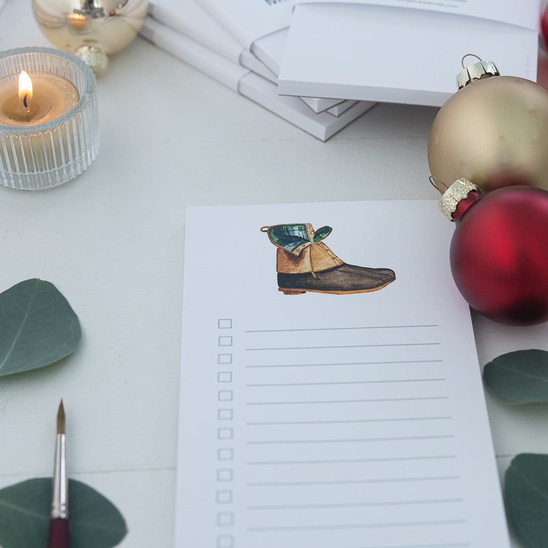Winter Boot List Pad | Finding Silver Pennies #watercolor #stationery #findingsilverpennies