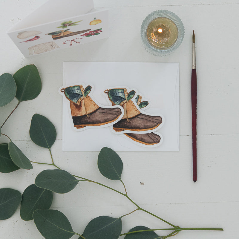 Classic Winter Boot Stickers | Finding Silver Pennies #watercolor #holiday #findingsilverpennies