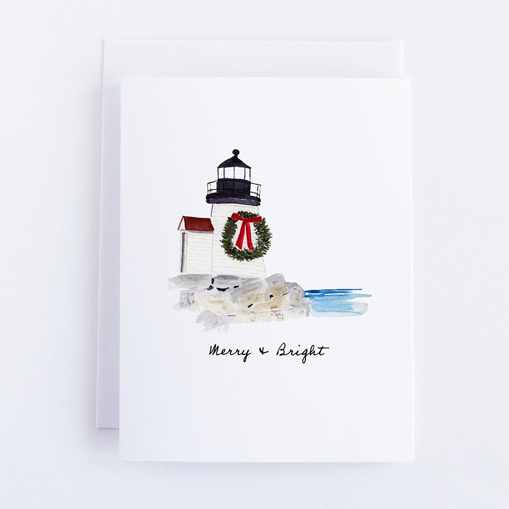 Brant Point Lighthouse on Nantucket Note Card by Daniele Driscoll | Finding Silver Pennies