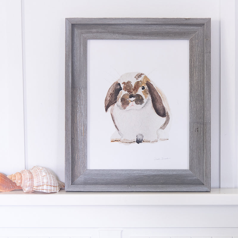 Bunny Giclee Print in Driftwood Frame