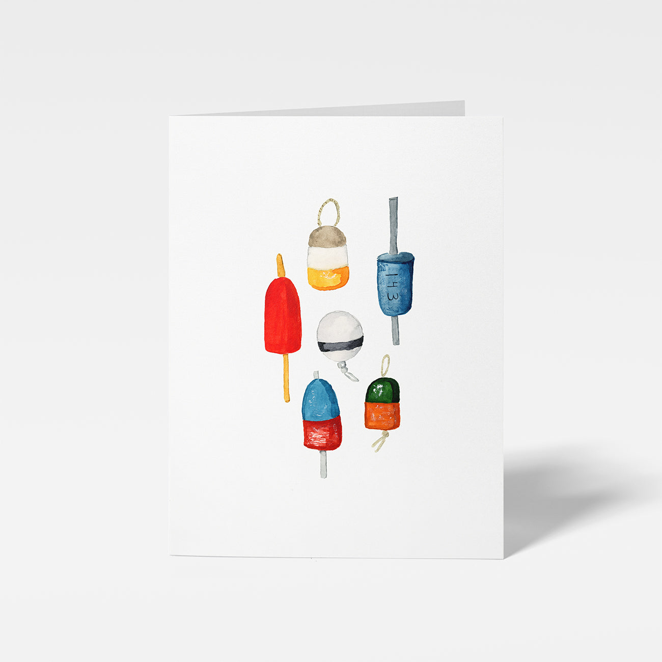 Watercolor Buoys Mini Card by Danielle Driscoll | Finding Silver Pennies