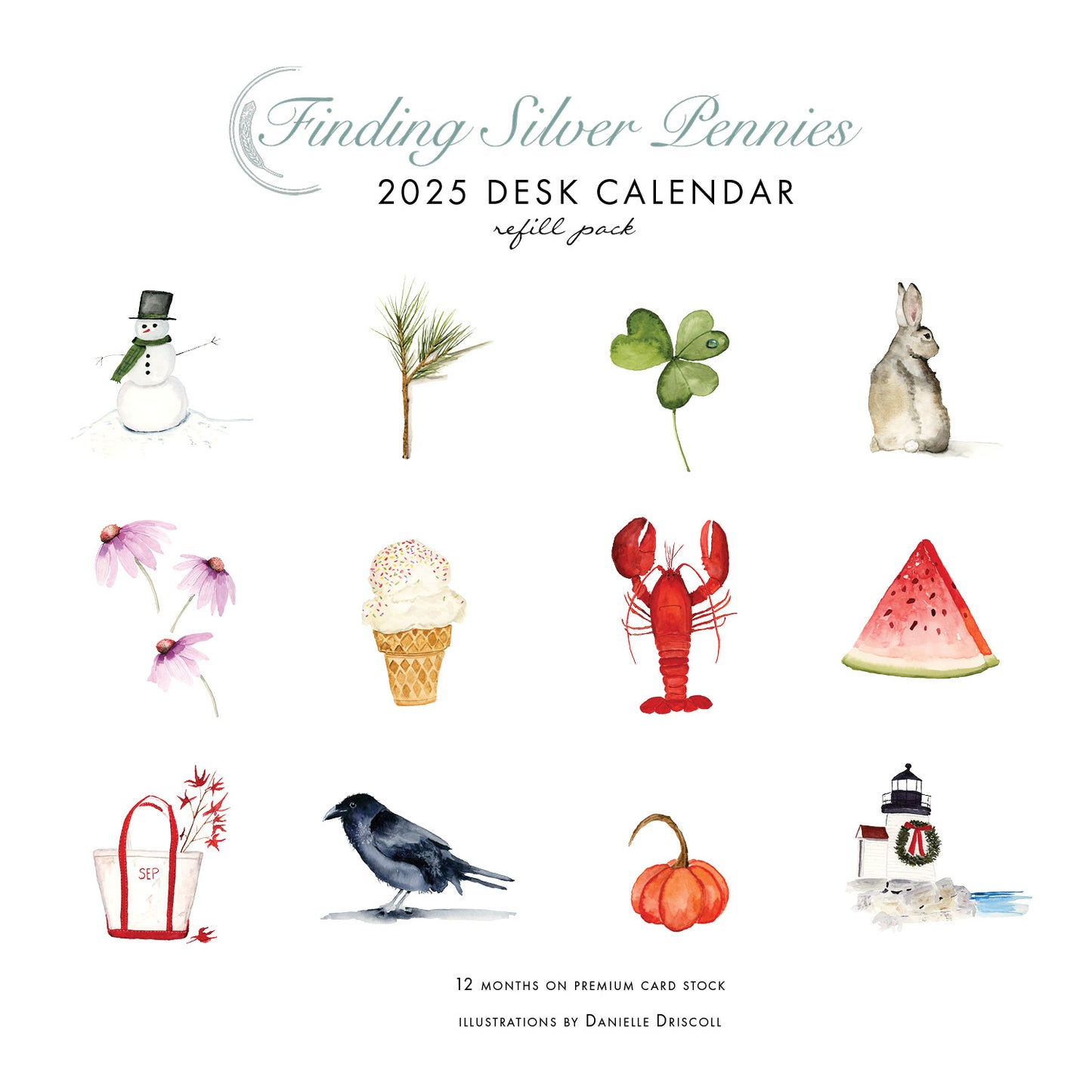 2025 Watercolor Desk Calendar Refill Pack