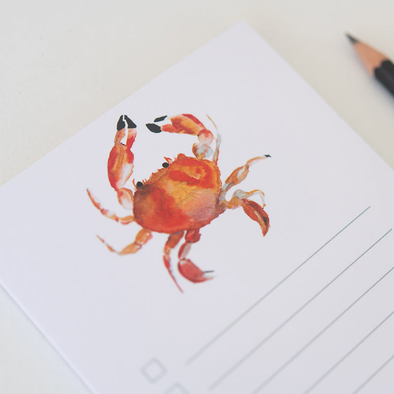 Crab List Pad by Danielle Driscoll | Finding Silver Pennies #watercolor #stationery #notepad #listpad #summer