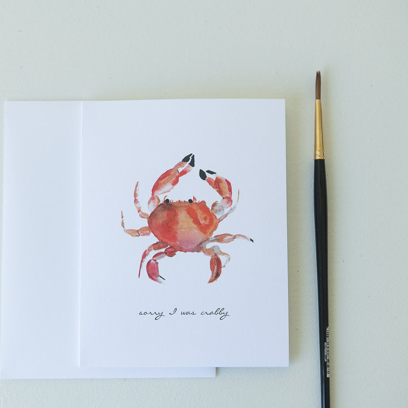 Crab Note Card | Finding Silver Pennies #watercolorcrab #crabnotecard #findingsilverpennies