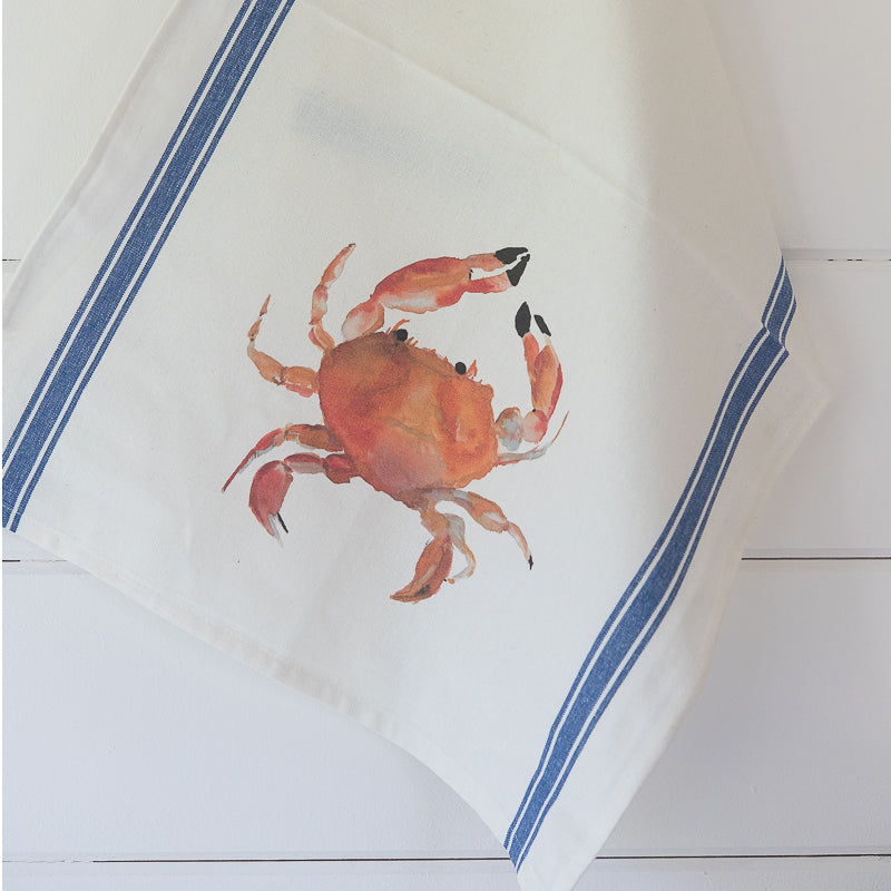 Watercolor Crab Tea Towel | Finding Silver Pennies #crabteatowel #crabcollection #findingsilverpennies