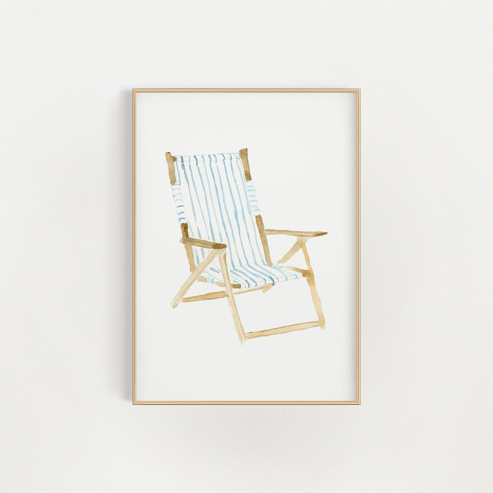 Watercolor Beach Chair Giclée Print | Finding Silver Pennies