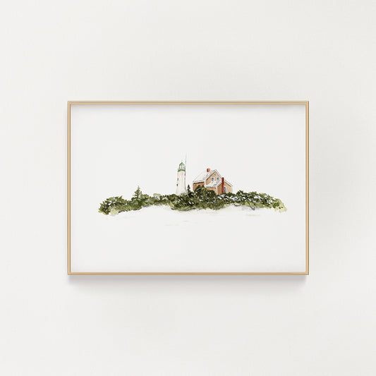 Scituate Lighthouse in the Snow Print