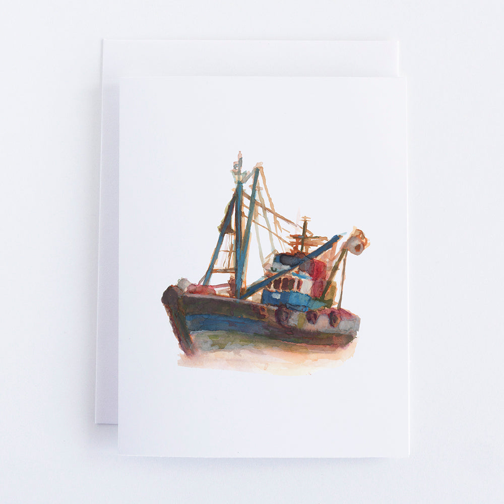 Fishing Trawler Illustrated Note Card by John Driscoll | Ink Harbour Illustrations