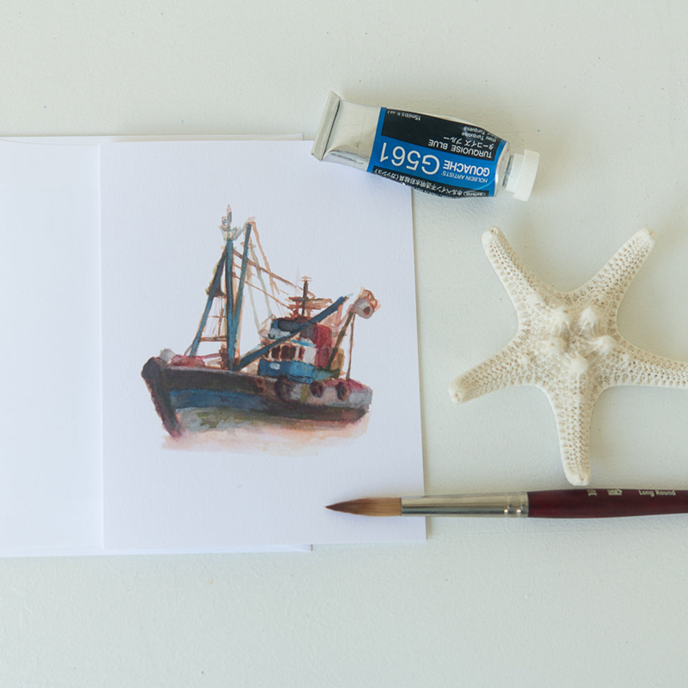 Fishing Trawler Note Card by John Driscoll |Ink Harbour Illustrations