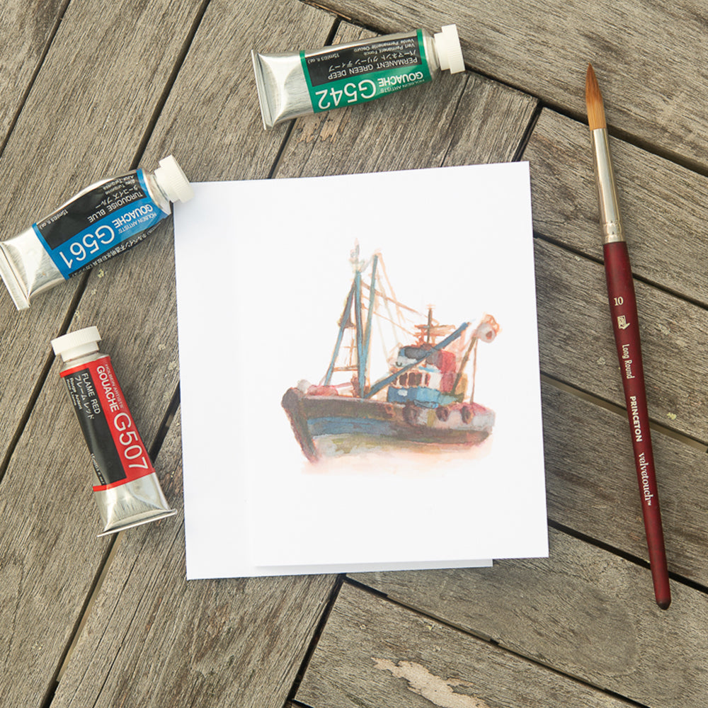 Fishing Trawler Note Card by John Driscoll |Ink Harbour Illustrations