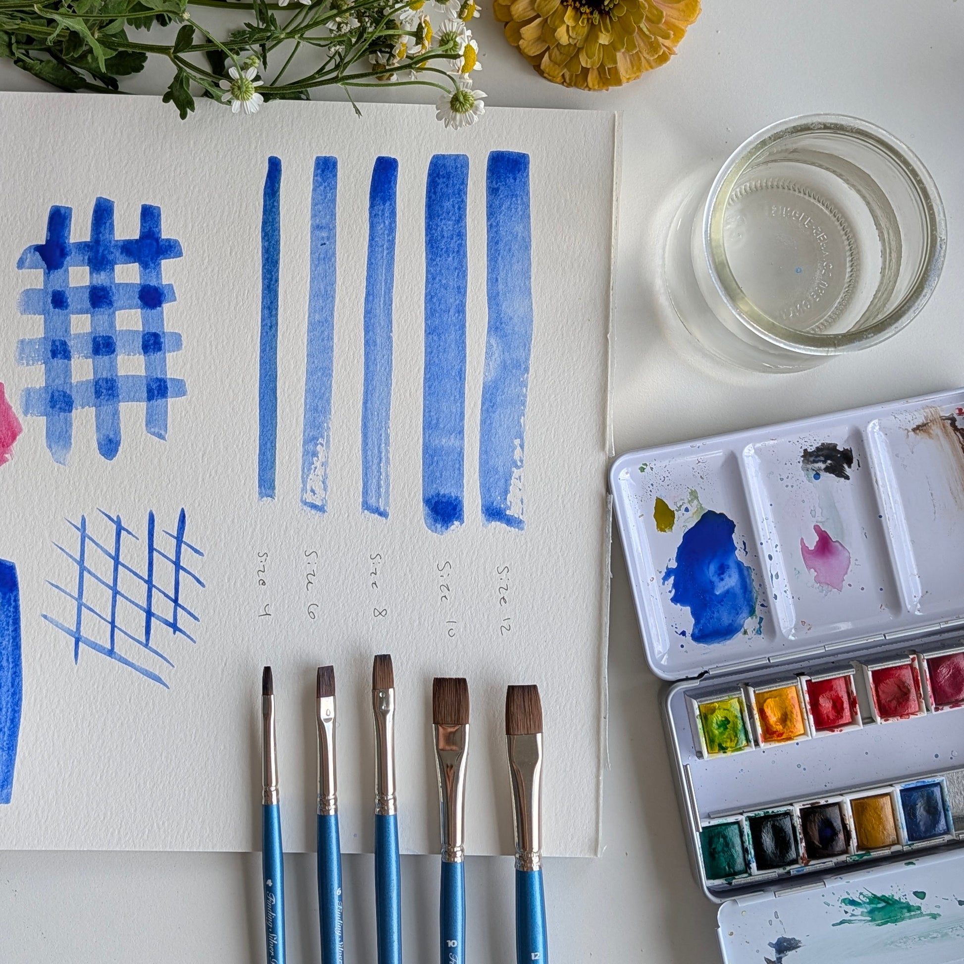 Flat Brushes with Paint Samples