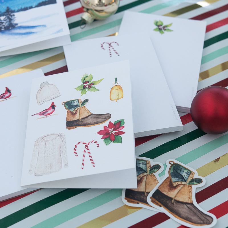 Classic Winter Boot Stickers | Finding Silver Pennies #watercolor #holiday #findingsilverpennies