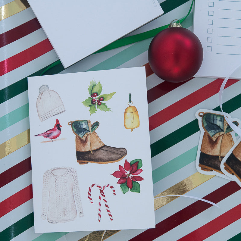 Holiday Watercolors Note Card | Finding Silver Pennies #notecard #stationery #watercolor