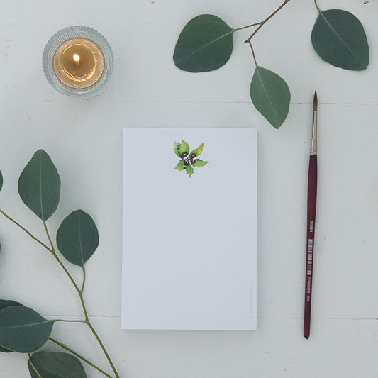 Holly Mini Notepad | Finding Silver Pennies #watercolor #holly #findingsilverpennies