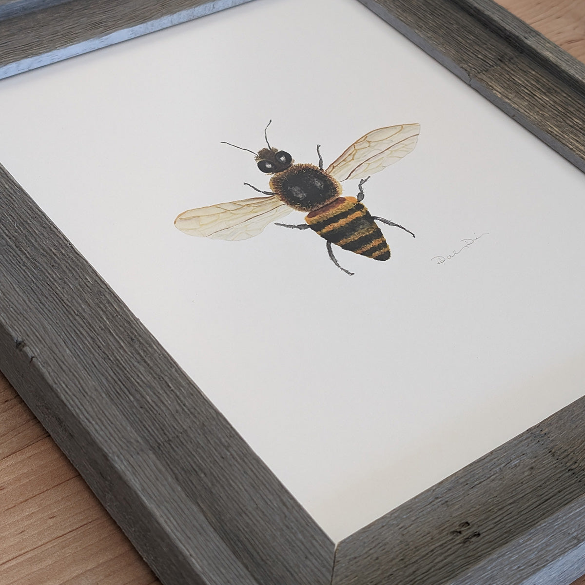 Honey Bee Giclée Print in driftwood frame  | Finding Silver Pennies