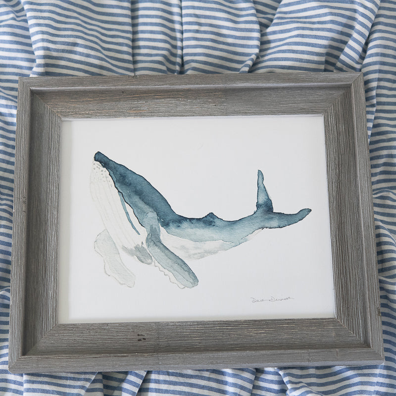 Humpback Whale Watercolor Print driftwood frame