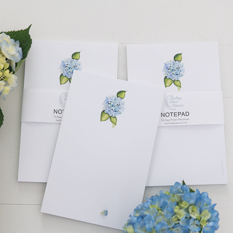 Watercolor Hydrangea Notepad | Finding Silver Pennies