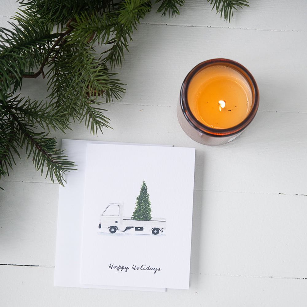 Kei Truck Happy Holidays Note Card by Danielle Driscoll | Finding Silver Pennies 