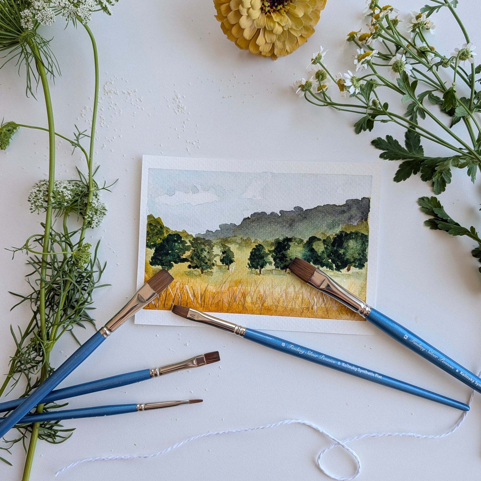 Landscape with flat brushes