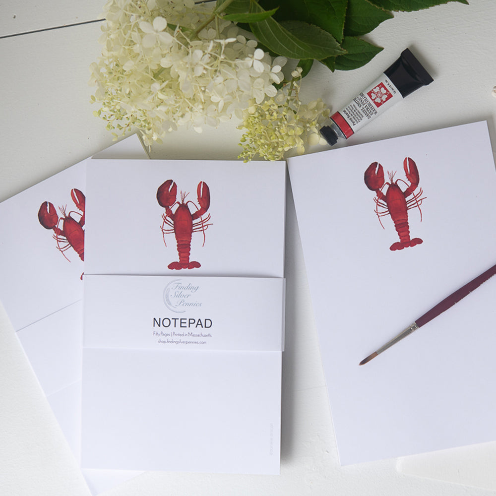 Lobster Notepad | Finding Silver Pennies #lobster #lobsternotepad #watercolorlobster