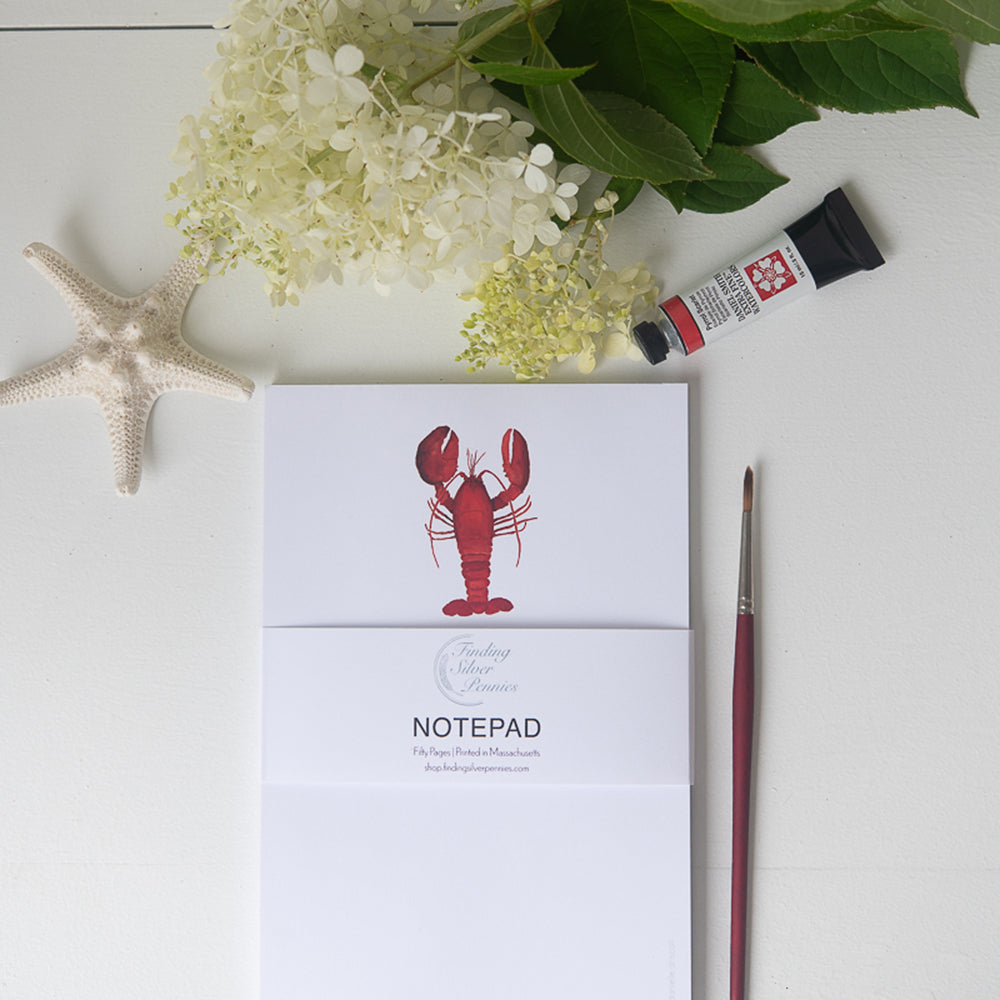 Lobster Notepad | Finding Silver Pennies #lobster #lobsternotepad #watercolorlobster