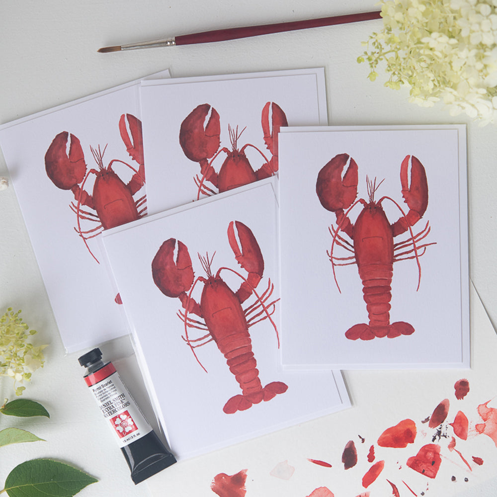 Lobster Note Card | Finding Silver Pennies #lobster #watercolorlobster #lobsternotecard