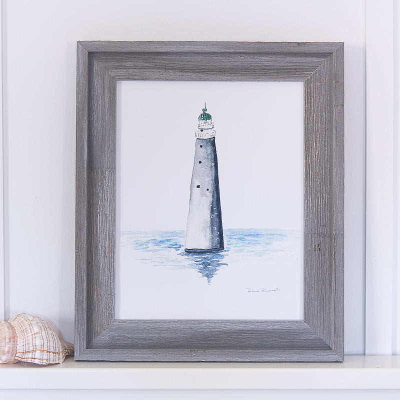 Minot Lighthouse Giclee Print in Driftwood Frame