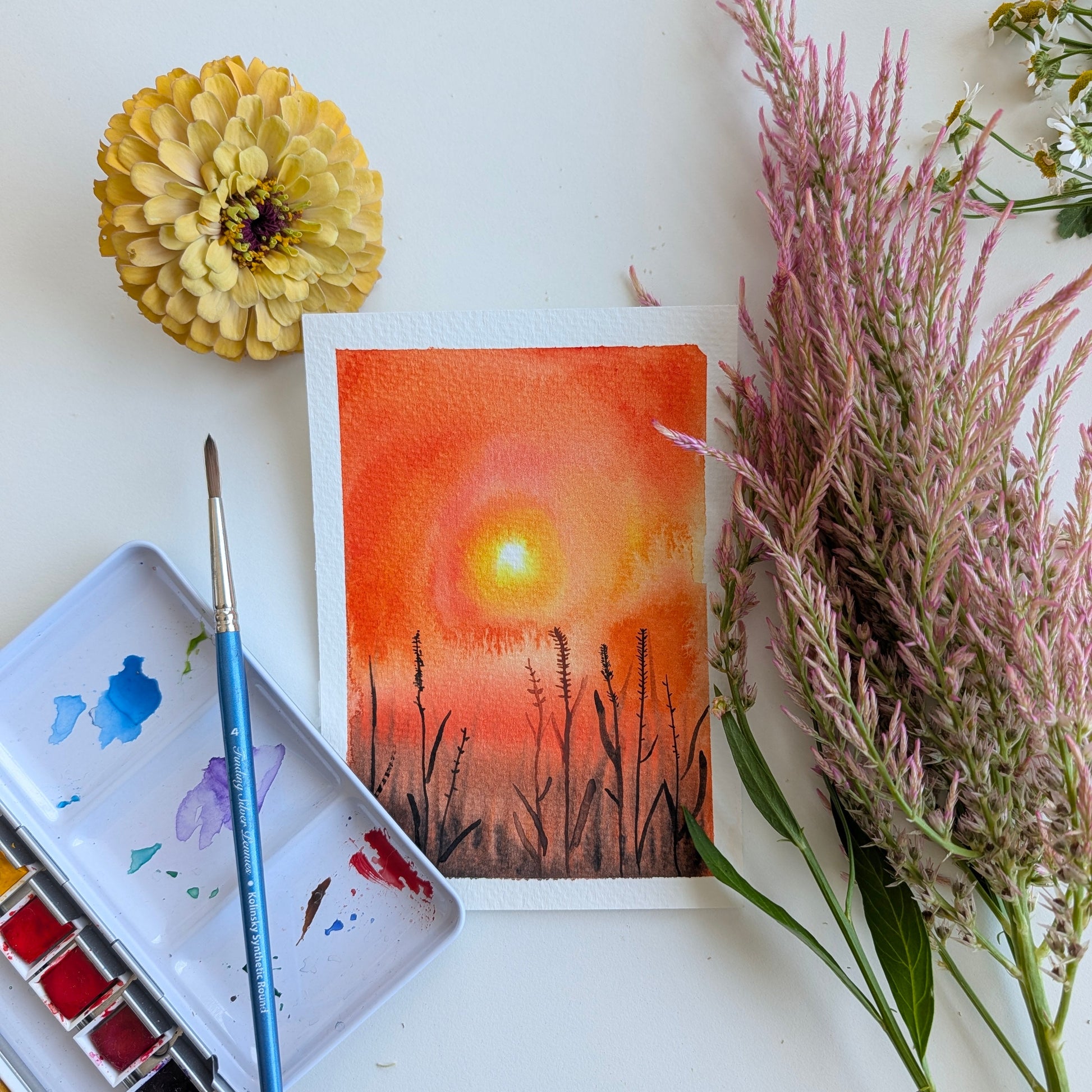 Marsh painting at sunset