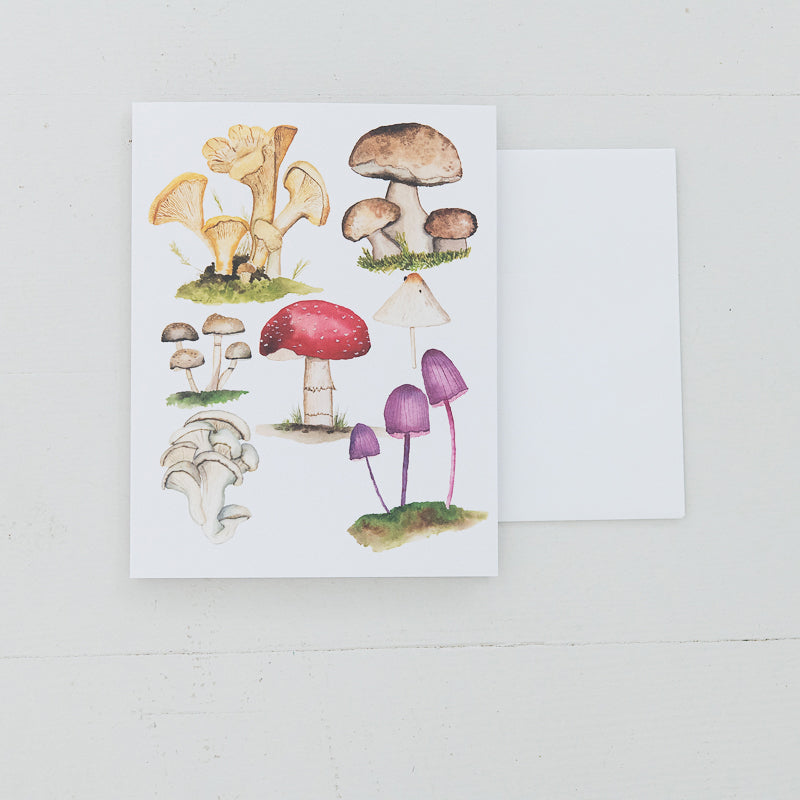 Mushroom Watercolor Note Card by Finding Silver Pennies #watercolor #notecard #mushrooms