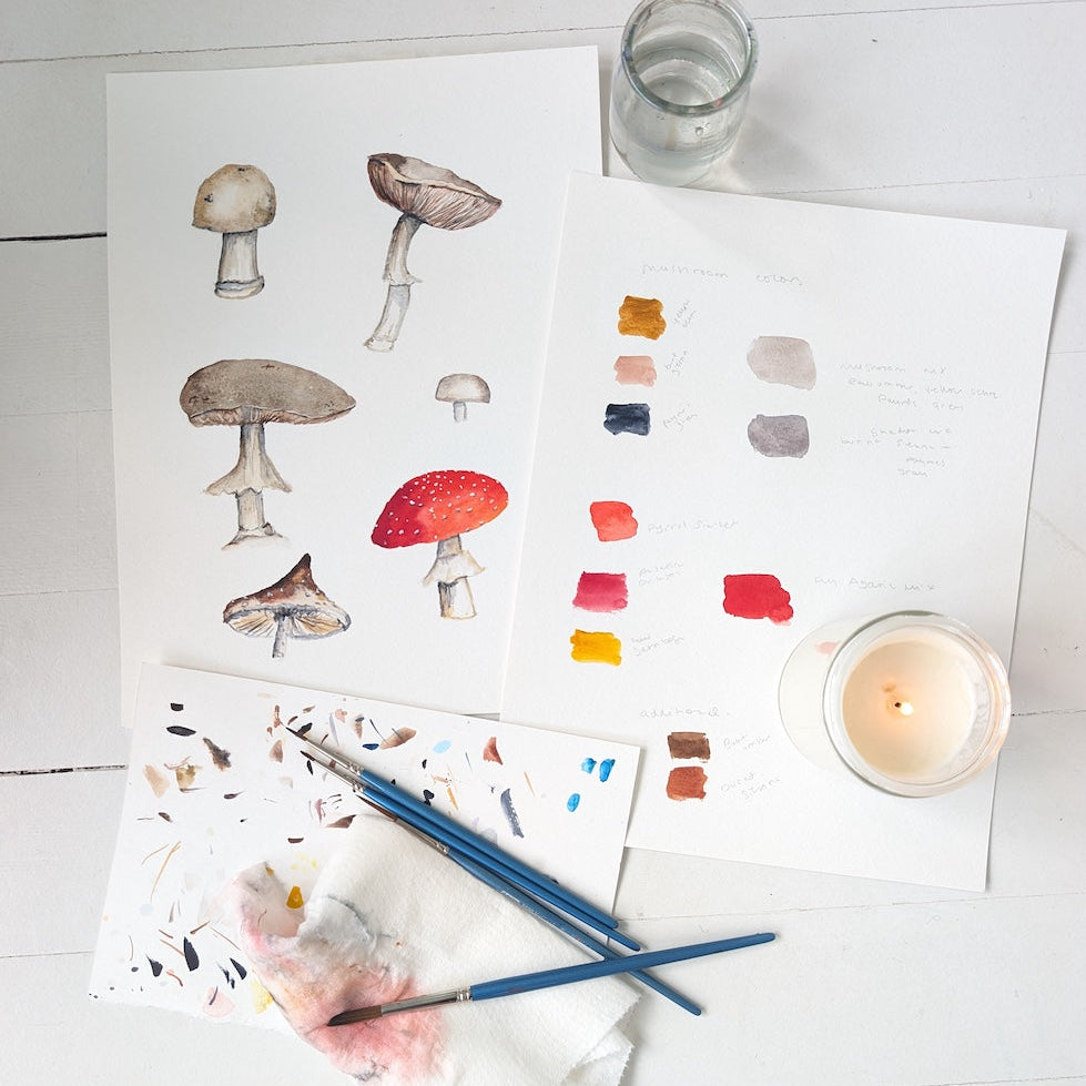 Watercolor Mushrooms