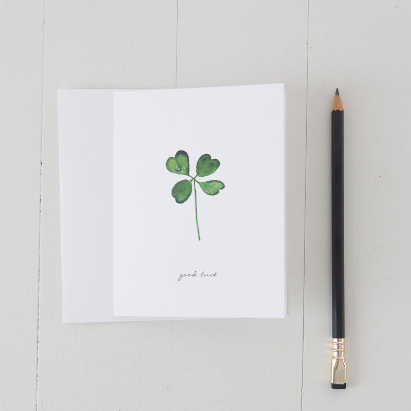 Four Leaf Clover Watercolor Good Luck Note Card Set by Finding Silver Pennies
