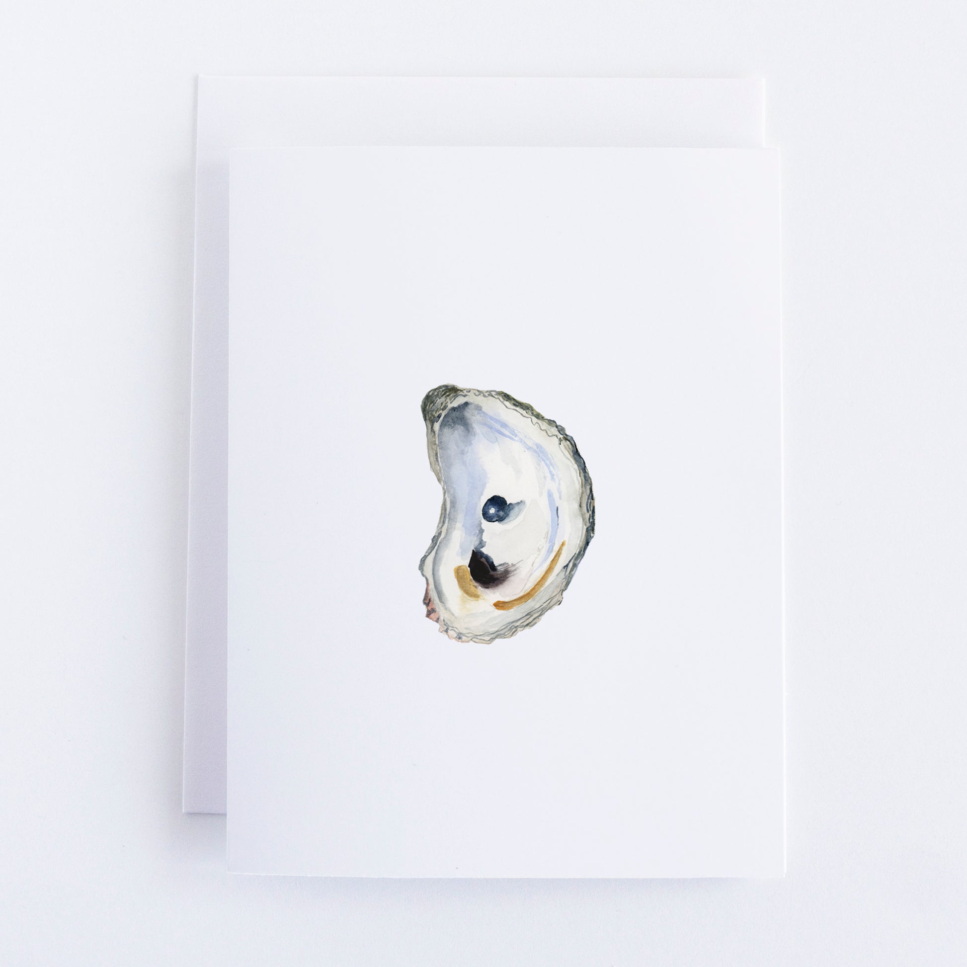 Oyster with Pearl Note Card on white background