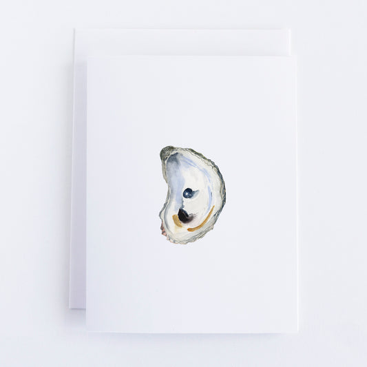 Oyster with Pearl Note Card on white background