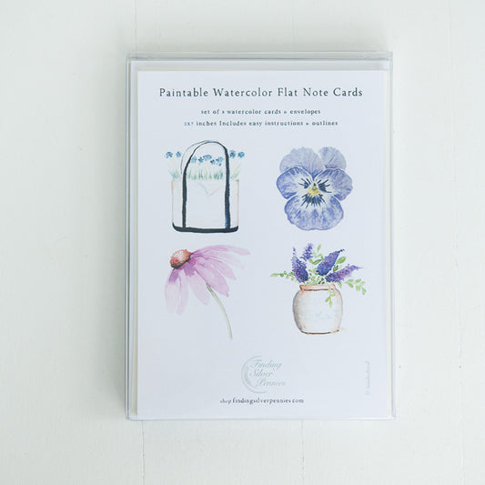 Paintable Watercolor Flat Note Cards Flowers | Finding Silver Pennies