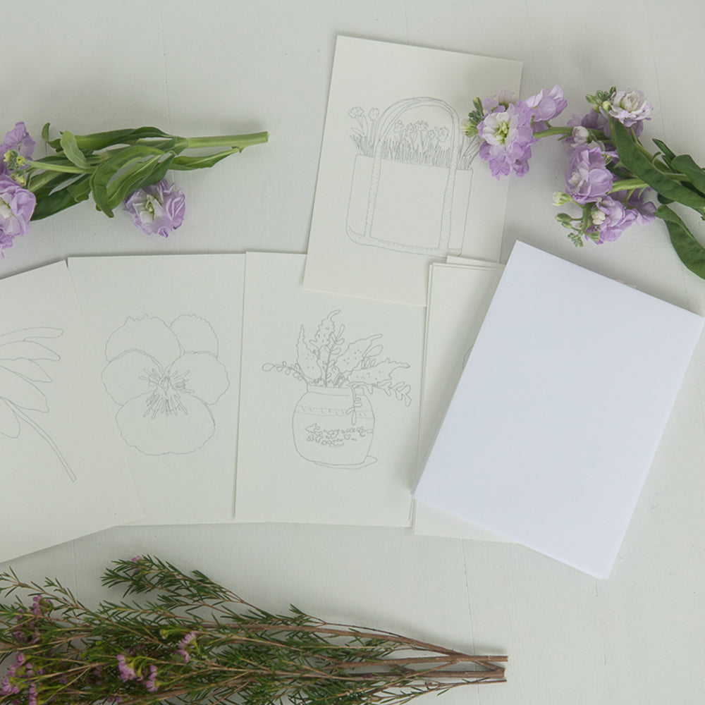 Paintable Watercolor Flat Note Cards Flowers | Finding Silver Pennies