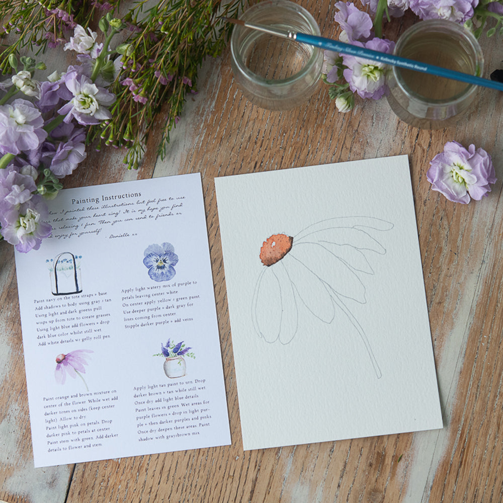 Paintable Watercolor Flat Note Cards Flowers | Finding Silver Pennies