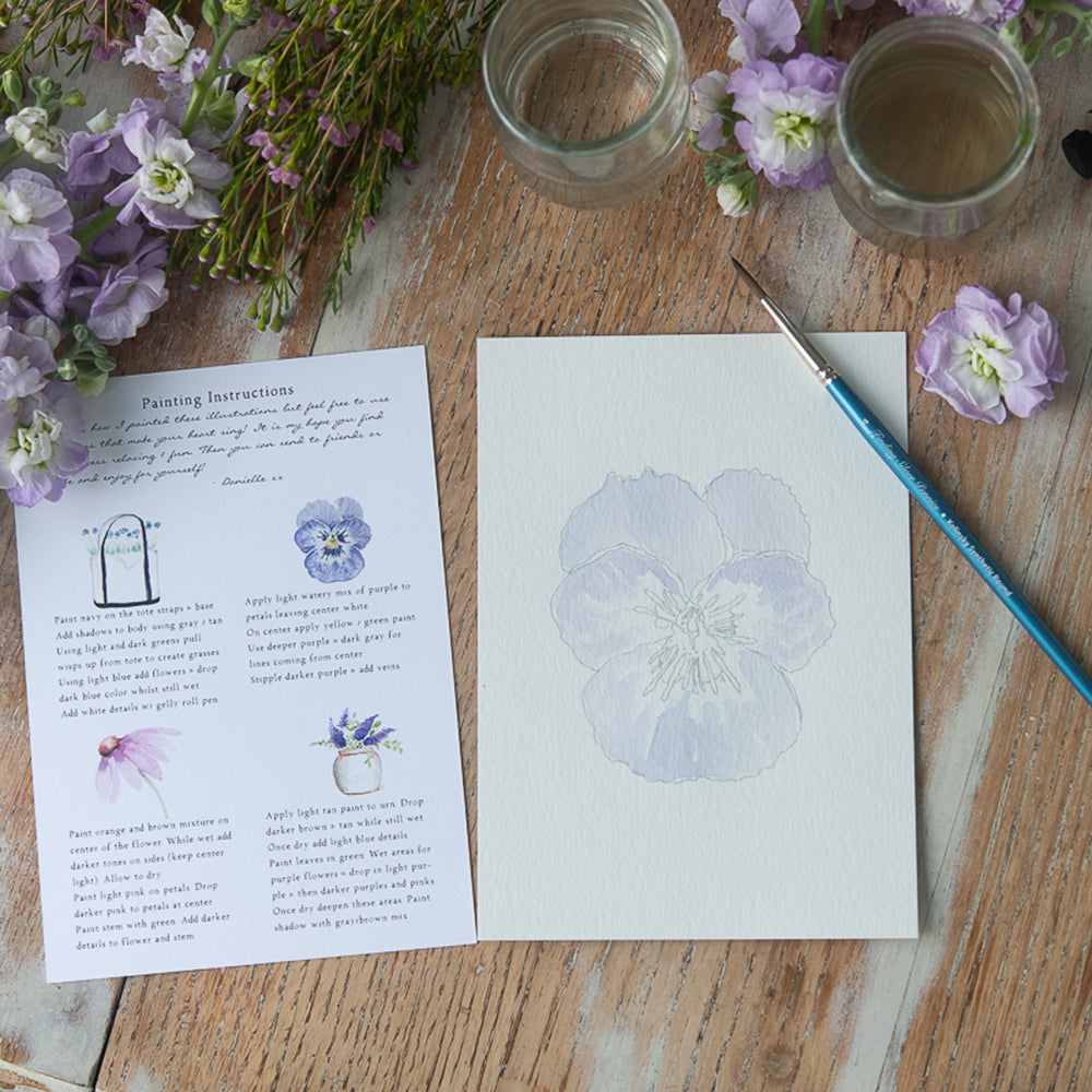 Paintable Watercolor Flat Note Cards Flowers | Finding Silver Pennies