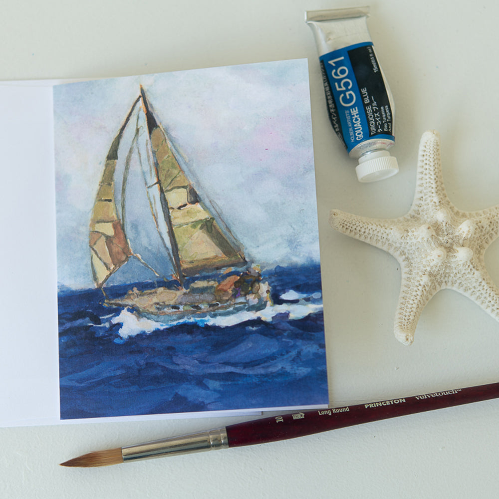 Sailboat Note Card by John Driscoll | Ink Harbour Illustrations