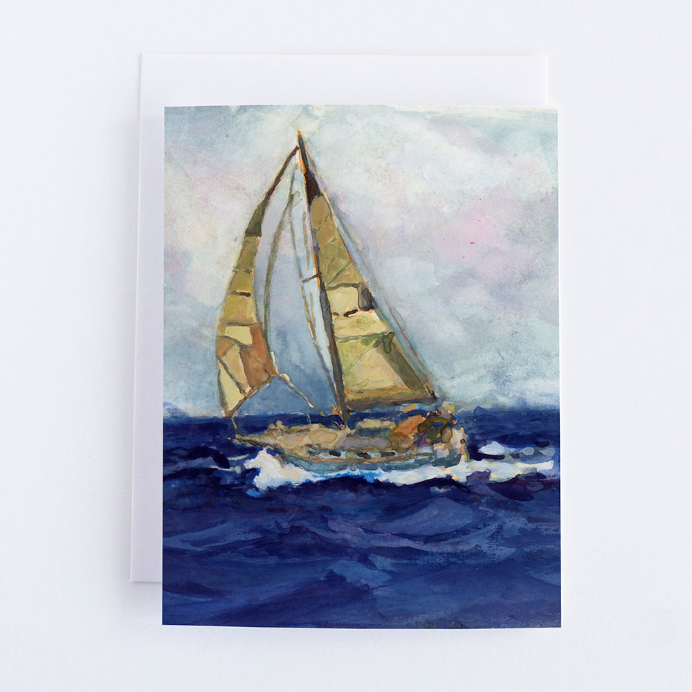 Sailboat on the Water Note Card by John Driscoll | Ink Harbour Illustrations