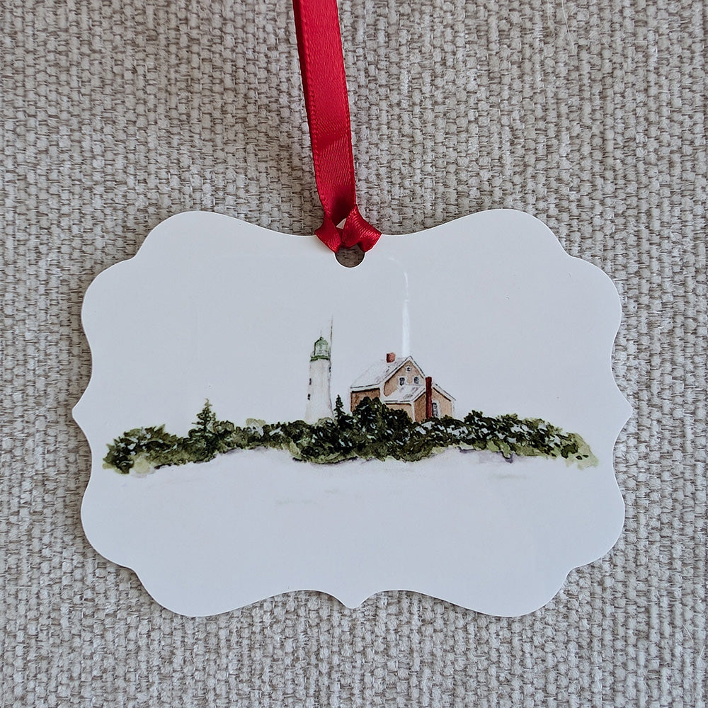 Scituate Lighthouse in the Snow Ornament by Danielle Driscoll