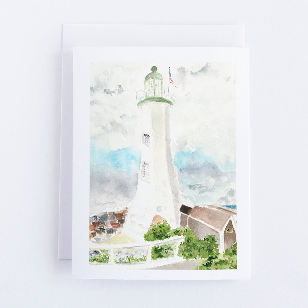 Scituate Lighthouse Note Card by Danielle Driscoll | Finding Silver Pennies