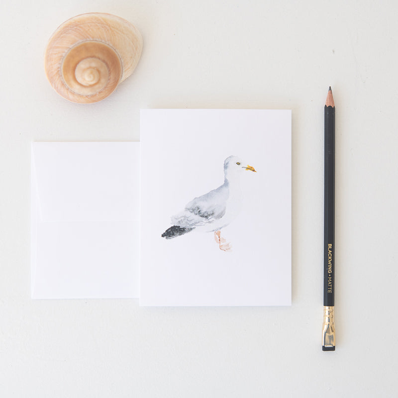 Seagull Note Card by Danielle Driscoll | Finding Silver Pennies #watercolor #notecard #summmercollection #seagull