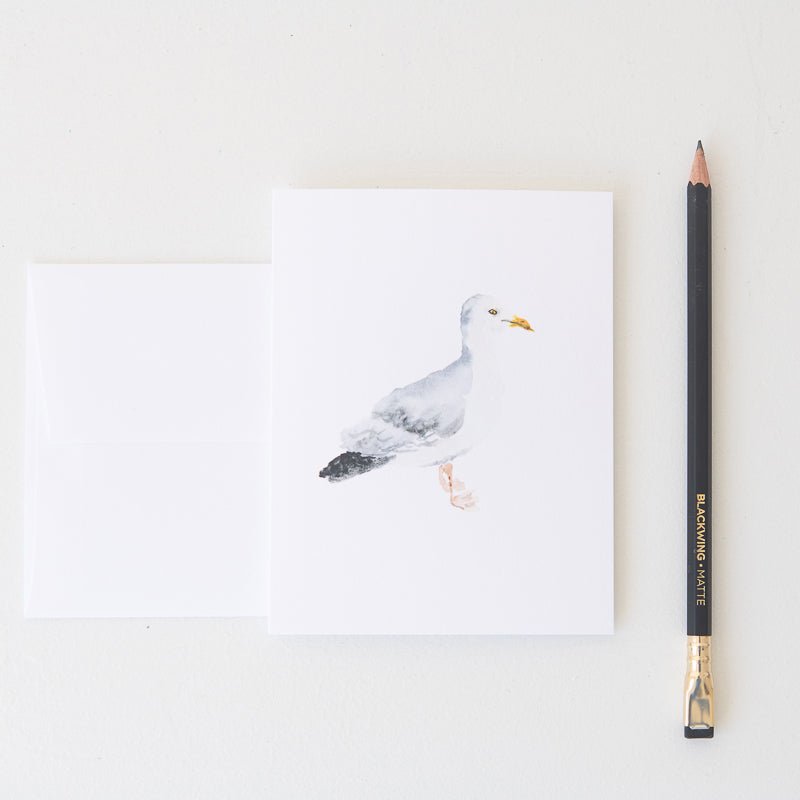 Seagull Note Card by Danielle Driscoll | Finding Silver Pennies #watercolor #notecard #summmercollection #seagull