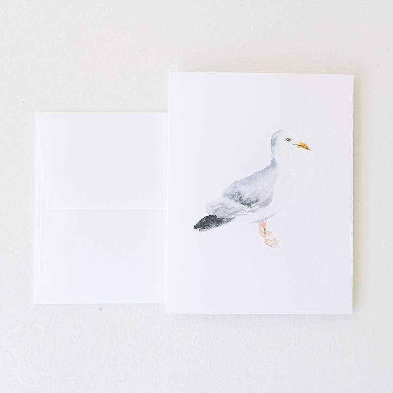 Seagull Note Card by Danielle Driscoll | Finding Silver Pennies #watercolor #notecard #summmercollection #seagull