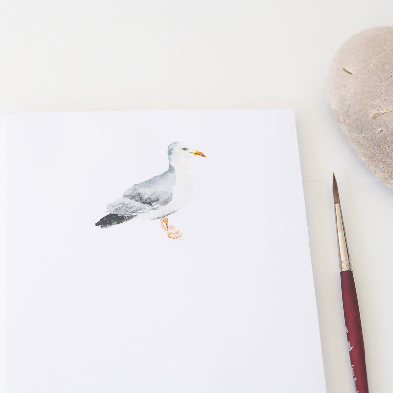 Seagull Notepad by Danielle Driscoll | Finding Silver Pennies #notepad #watercolor #seagull #summer #coastal