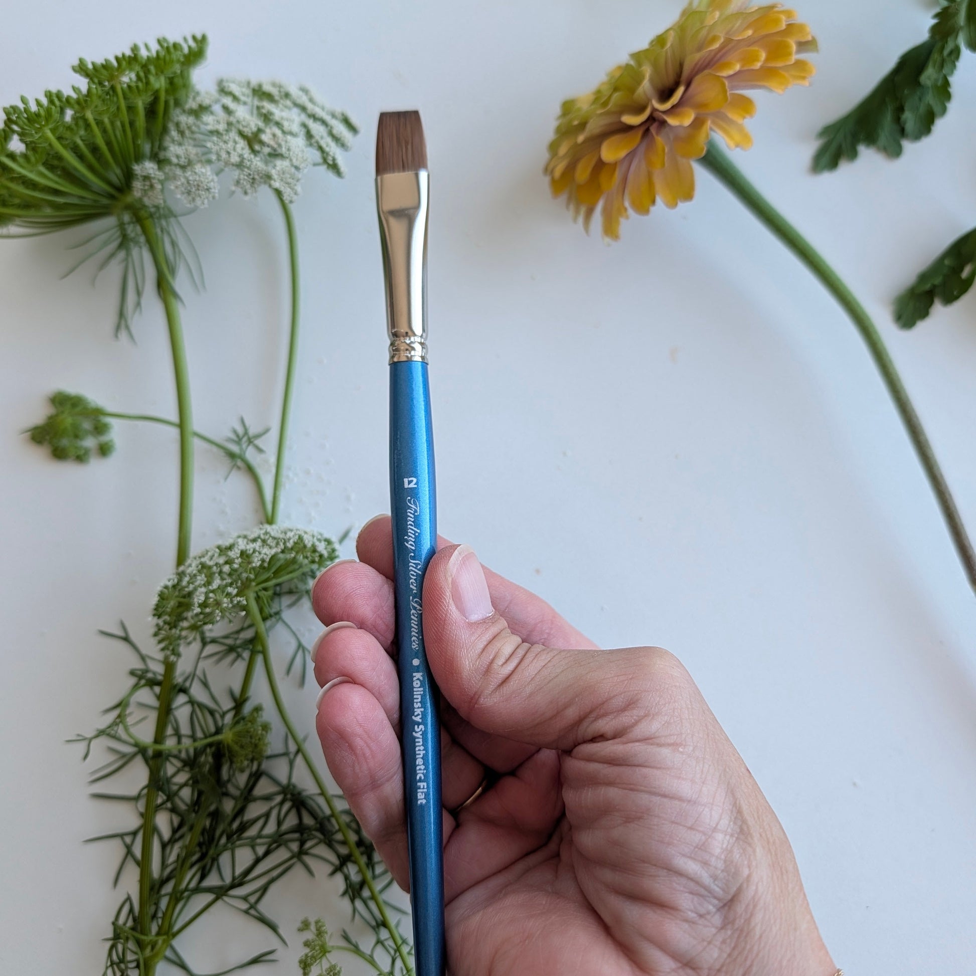 Size 12 Flat Watercolor Brush by Finding Silver Pennies